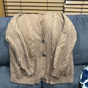 American Eagle cable cardigan in tan